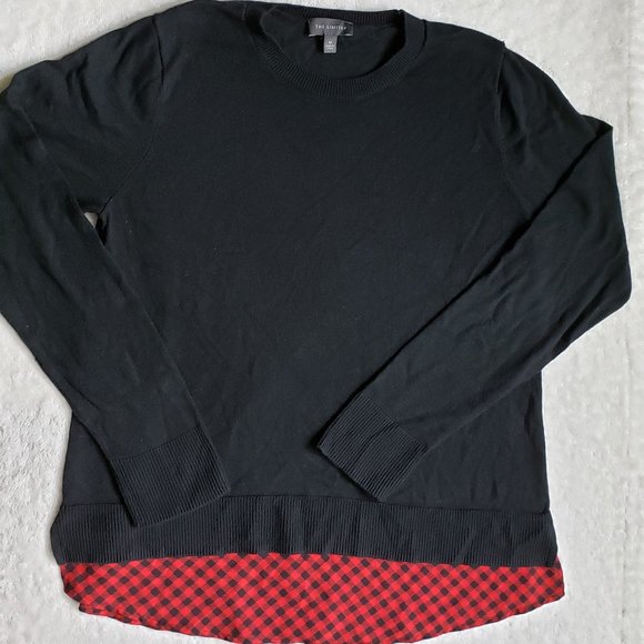 The Limited Black Sweater w/ Buffalo Plaid Layer - Picture 2 of 7